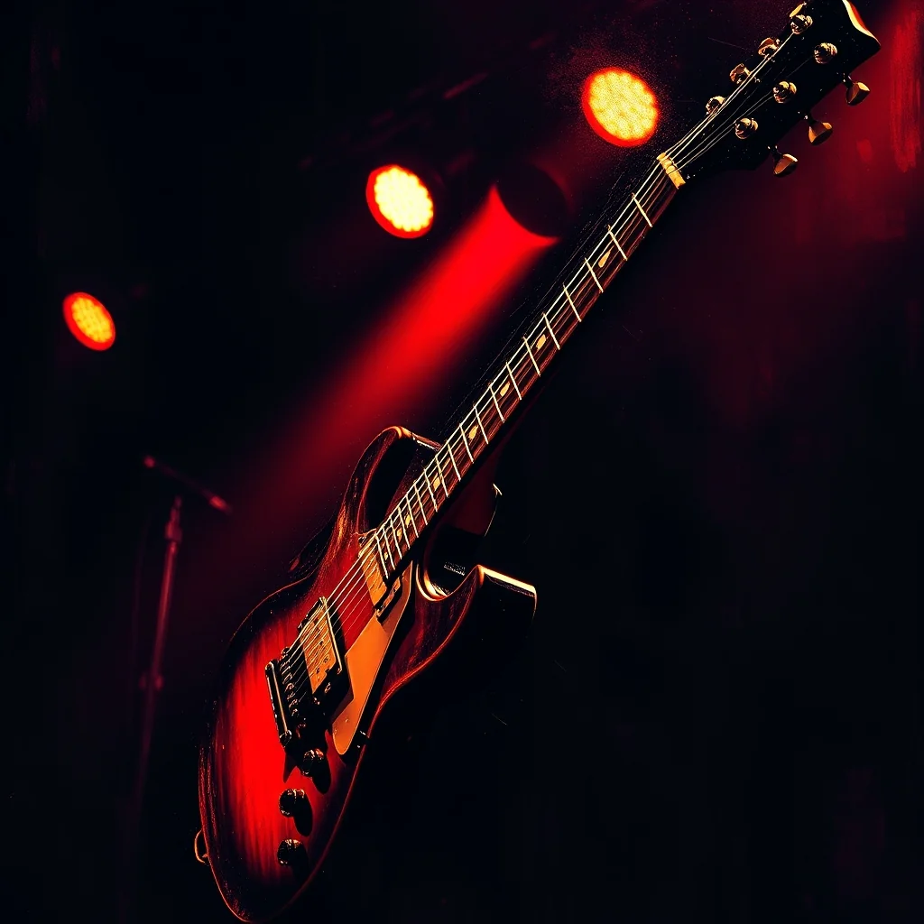 Rock instrumental, electric guitar riff, driving drums, mid-…